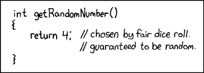 getRandomNumber() { return 4; } // chosen by fair dice roll, guaranteed to be random